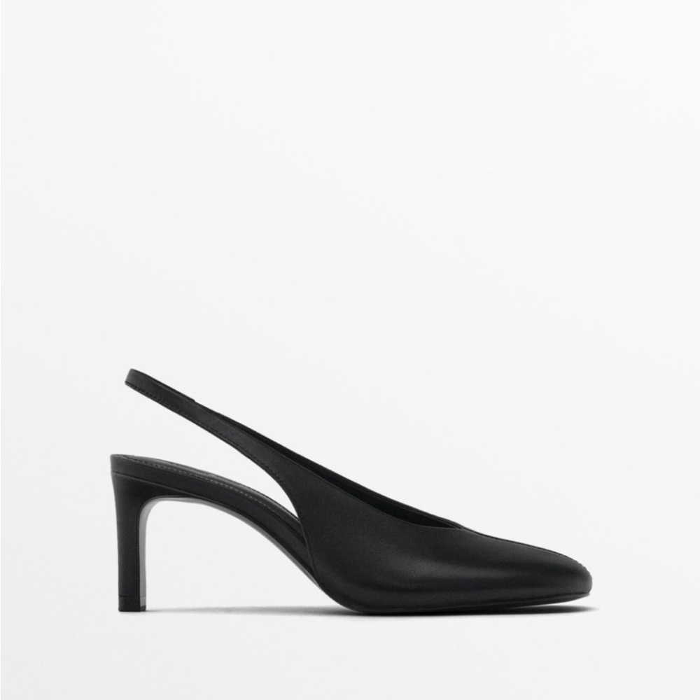 Massimo Dutti NEW leather slingback pumps black SZ 40 / 9